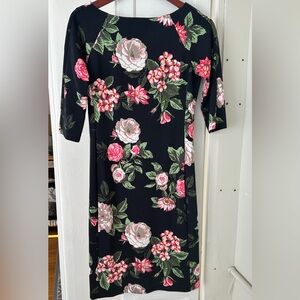 Donna Morgan Black Dress with Red Floral Design